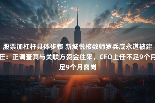 股票加杠杆具体步骤 新城悦核数师罗兵咸永道被建议辞任：正调查其与关联方资金往来，CFO上任不足9个月离岗